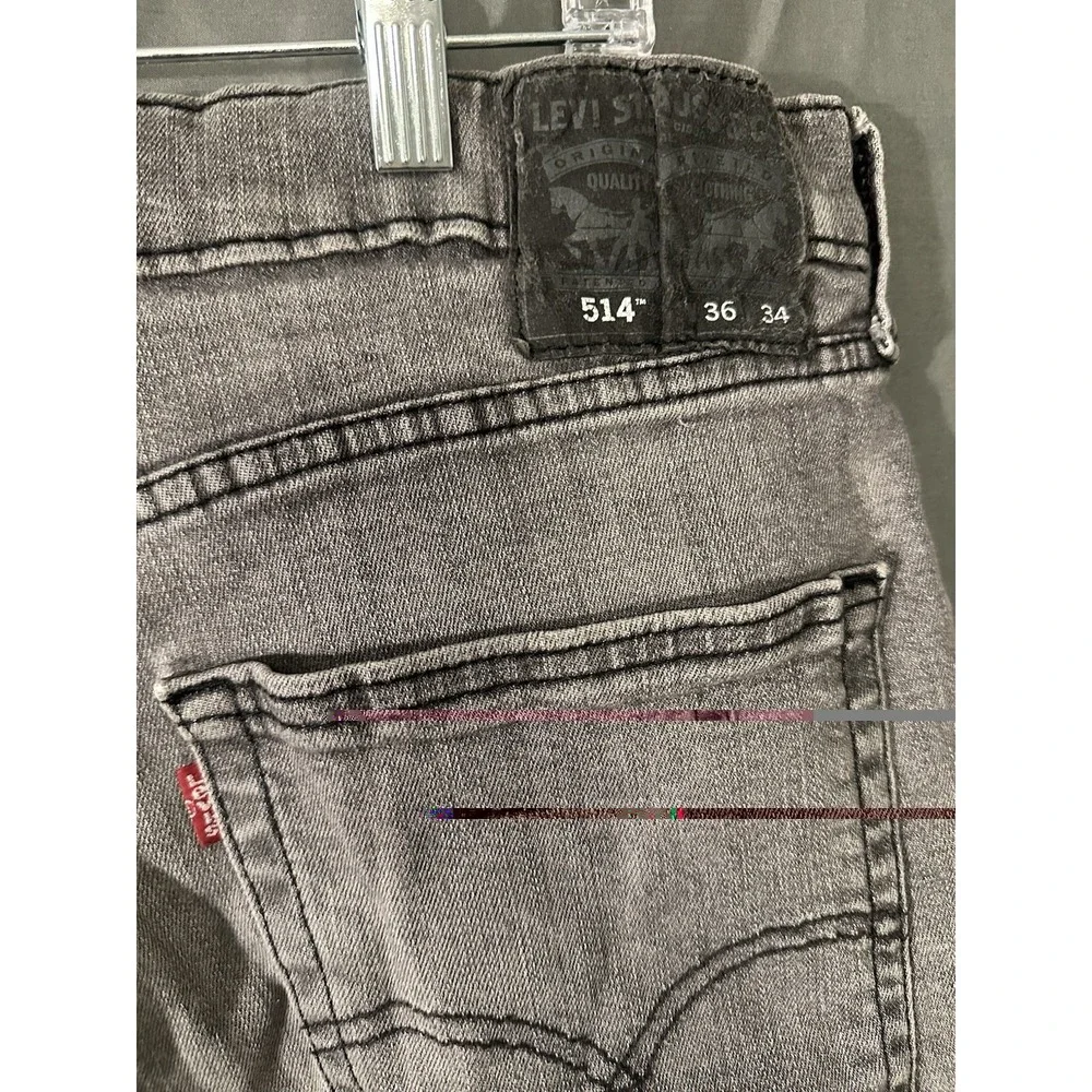 Levi's 514 Jeans Men's 36x34 Grey Straight Fit Denim Gray Faded Wash Casual